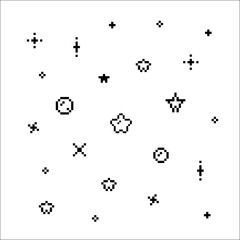 Wall Mural - Adorable Star Sparkling pixel bright,glitter, sparkles. Starry sky pixel, Pixel sparkling star, glittering 8 bit style