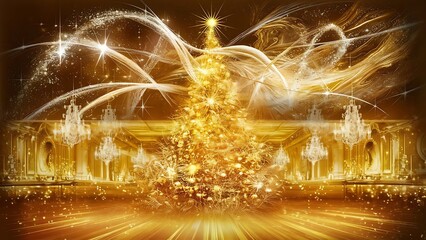 Golden festive background, abstract sparkle background