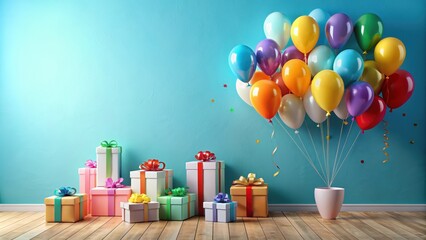 Festive balloons and gifts for a celebration , celebration, balloons, gifts, party, festive, happiness, decorations, surprise