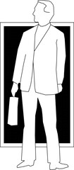 Poster - Vector sketch illustration of a silhouette design of a profile of an employee doing activities in a style in a box frame 