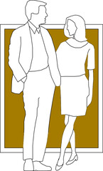 Poster - Vector sketch illustration of a silhouette design of a profile of an employee doing activities in a style in a box frame