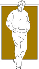 Wall Mural - Vector sketch illustration of a silhouette design of a profile of a person doing activities in a style in a box frame