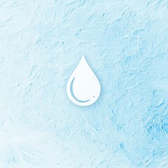 Fototapete - This design showcases a simple water droplet symbol, emphasizing themes of hydration and freshness on a pastel blue surface. Generative AI
