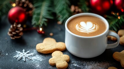 Christmas coffee and cookies, up close.