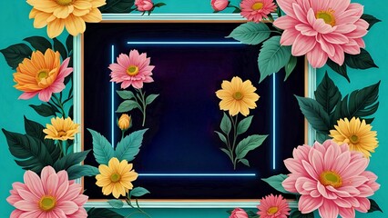 Wall Mural - vintager flowers frame art design