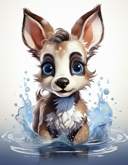 Canvas Print - Dog puppy in the water 