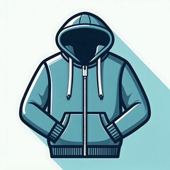 A flat illustration vector image of a zip-up jacket, placed on a solid white background for graphics resource, fashion clothing industry, e commerce store, categorical image