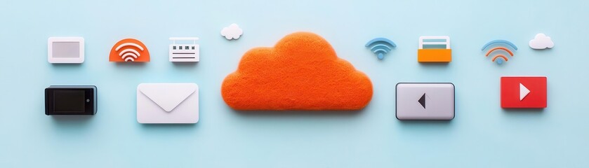 Cloud computing and the internet of things IoT, connected devices, flat design illustration