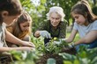 © Asad - Children and an elderly female instructor are involved in an outdoor course on sustainable education, working together to plant herbs and vegetable seedlings.