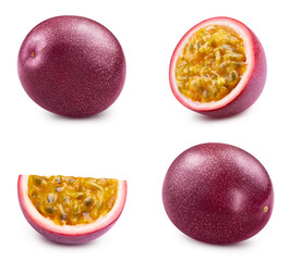 Poster - Isolated passion fruit. Passion fruits isolated on white background with clipping path