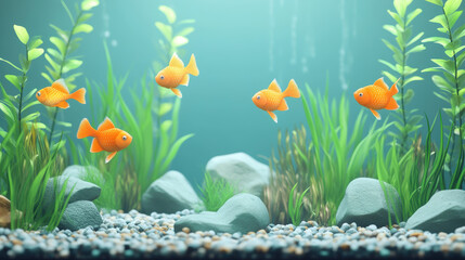 A fish tank with a variety of fish swimming around