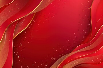 Wall Mural - A red background with gold accents and a red ribbon