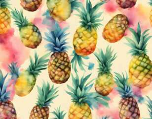 Wall Mural - Vector seamless pattern with Pineapple. Trendy hand drawn textures. Modern abstract design background