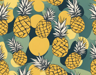 Wall Mural - Vector seamless pattern with Pineapple. Trendy hand drawn textures. Modern abstract design background