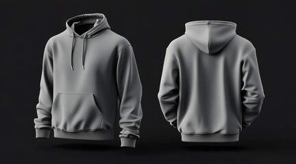 Blank sweatshirt color grey template front and back view on white background. crew neck mock up isolated on white background. Created using Generative AI Technology