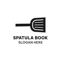 Spatula book logo template in simple flat style. Creative book logo vector illustration