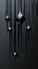 Sticker - Black liquid drops are flowing down on dark background