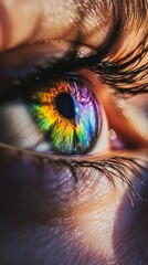 Sticker - Woman eye showing colorful iris reflecting sunlight