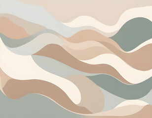 Wall Mural - Soft earth tone pastel color organic shape and curve line art background