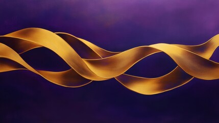 Wall Mural - Golden waves flowing on purple background creating abstract design