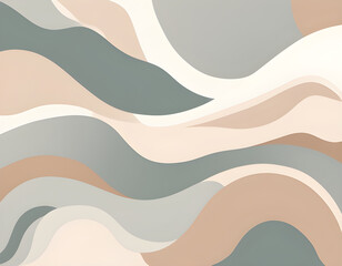 Wall Mural - Soft earth tone pastel color organic shape and curve line art background