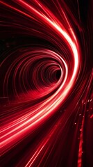 Wall Mural - red light trails spiraling into a wormhole
