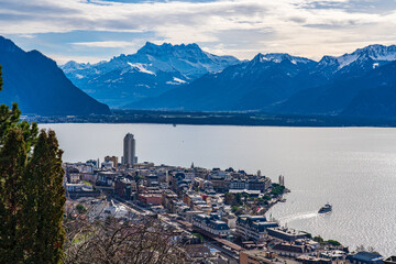 Canvas Print - 2024 Beautiful view on lake Geneva and Montreux