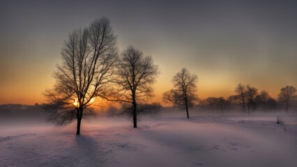 Wall Mural - sunrise in the winter