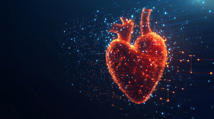 Leinwandbilder - Glowing digital heart made of connecting lines and dots symbolizing healthcare technology and innovation