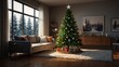 © SHERAZI - Interior of modern living room with Christmas tree
