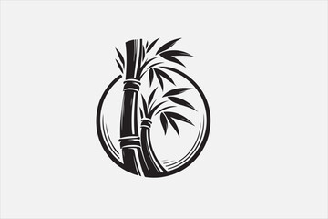 Bamboo logo style silhouette design.