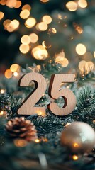 Canvas Print - Christmas countdown twenty five days celebrating with lights and decorations