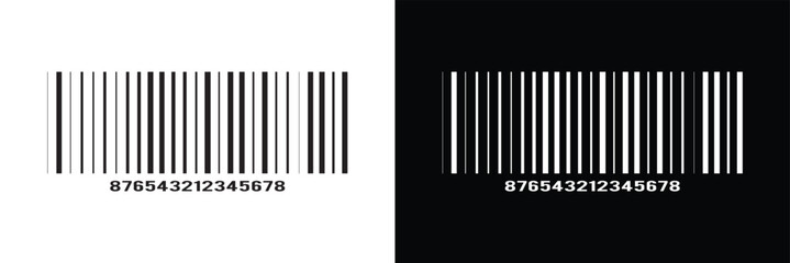 Bar code label template. Barcode icon. Visual data representation with product information isolated on white background. Vector graphic illustration in eps 10.