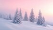 © MakoPoko - Serene winter landscape with snow-covered trees and soft pastel skies, evoking peace and stillness.