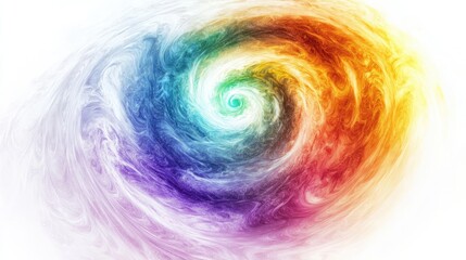 Canvas Print - A photo, white background, resembles a spiral galaxy with beautiful colors, capturing the moment of the universe's creation.