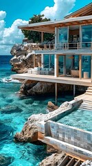 Luxury Oceanfront Villa Modern Design Resort Living Natural Beauty. AI Generated