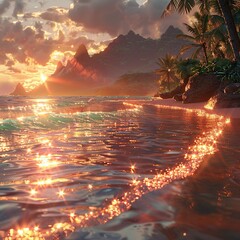 Wall Mural - Sunset Over Tropical Sea