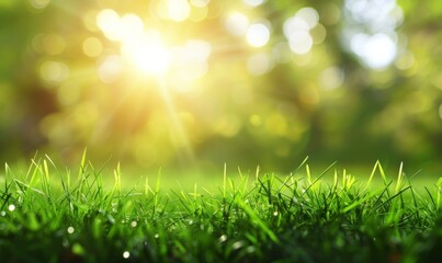 Green grass and sunlight banner background