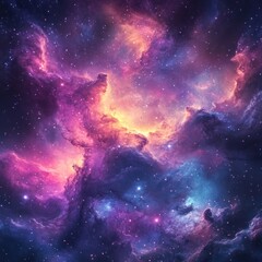 Wall Mural - A Cosmic Nebula with Swirling Clouds and Stars