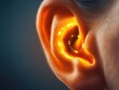 © Manita - Close-up of a human ear with a glowing digital element, symbolizing advanced hearing technology and innovation.