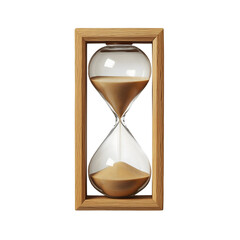 hourglass with golden sand isolated on transparent background Generative Ai.