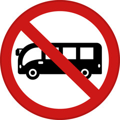 Wall Mural - Red Sign No Entry for Bus. Warning Round Road Sign. Vector Icons