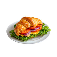 Wall Mural - croissant sandwich isolated on transparent background Generative Ai.