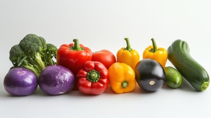 Wall Mural - Assortment of Fresh Vegetables on a White Background