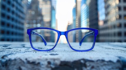 The Blue Glasses in City