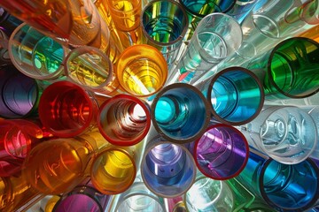 Canvas Print - Abstract background of colorful transparent plexiglass tubes forming a modern design