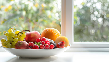 Plate of ripe fruits on a table