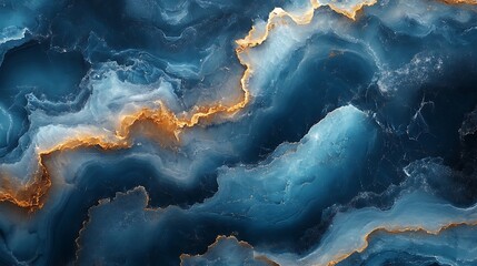 Wall Mural - Abstract swirling blue and gold marble background.