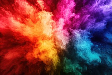 Wall Mural - A kaleidoscope of colors explodes in a vibrant, swirling cloud of smoke, creating an ethereal and abstract masterpiece.