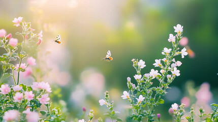 Butterflies in a Field of Flowers.